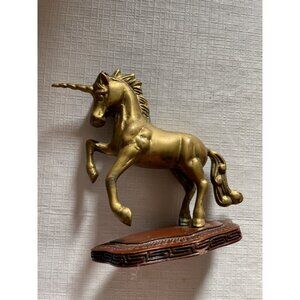 Brass Unicorn Figurine On Plastic Base Made In India Paperweight 1980's